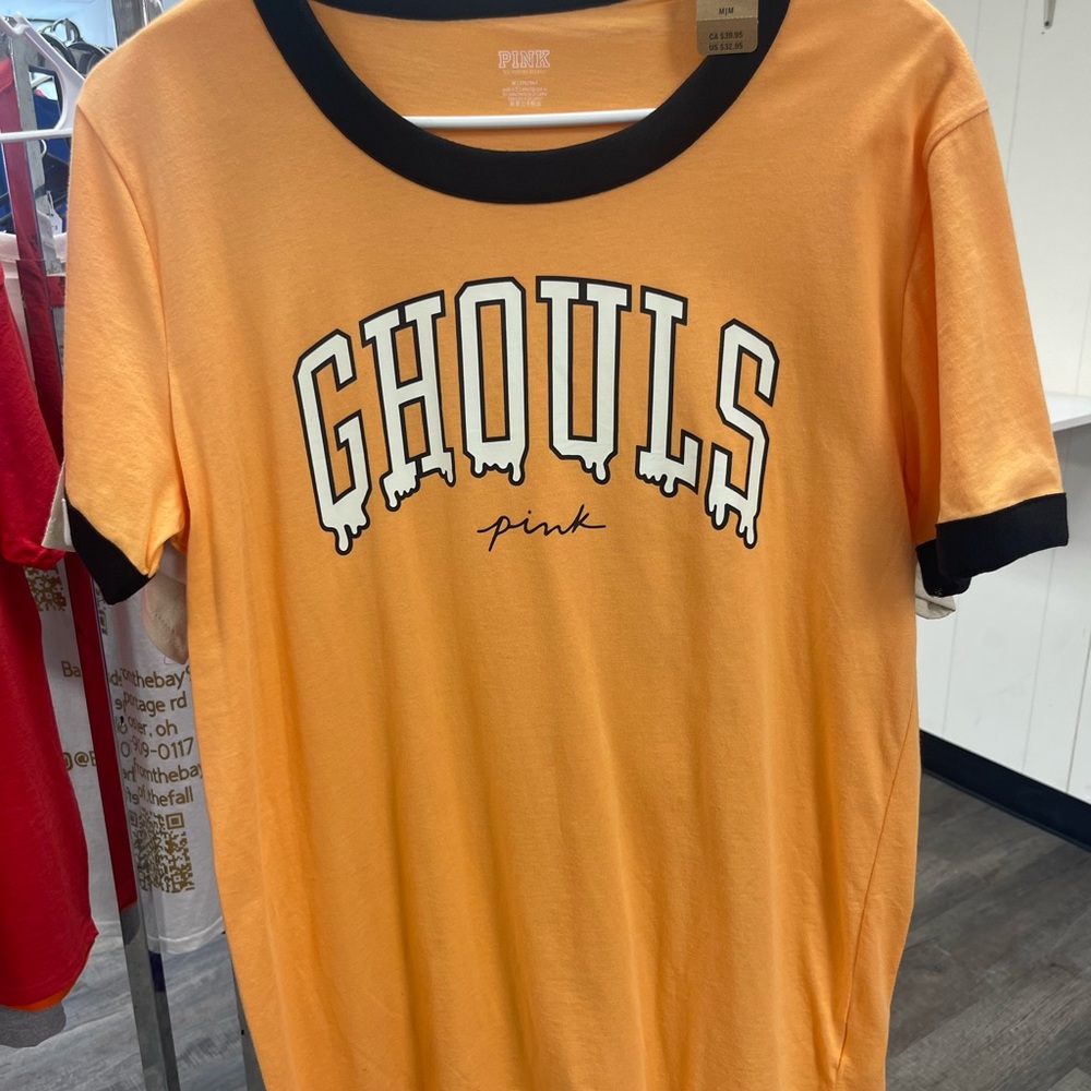 PINK Victoria's Secret Orange Tee with Black Trim